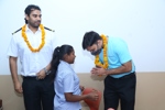 Our seafarers received flower garlands from the children